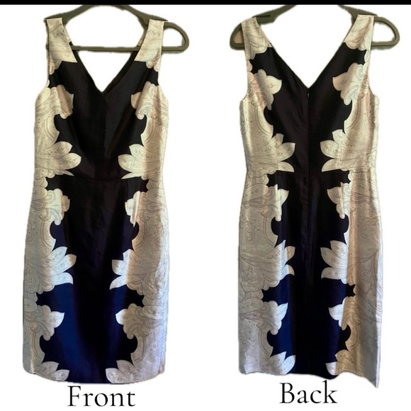 Banana Republic Paisley Print Navy Blue Dress size 0 - Picture 1 of 9
